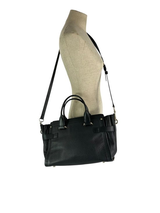Genuine COACH Black Pebbled Leather Swagger 2 Way Satchel Shoulder 